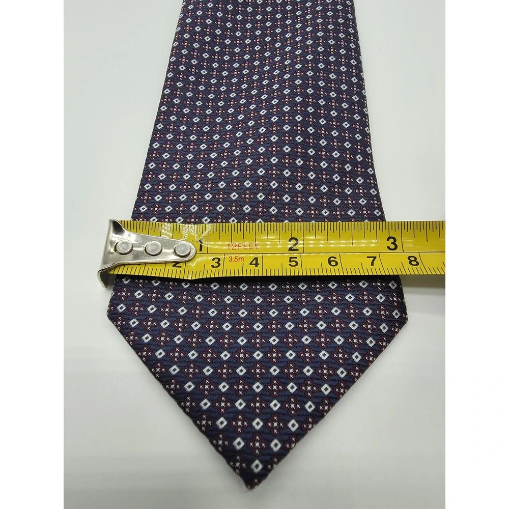 Banana Republic Navy Blue Purple White Geometric Tie 58